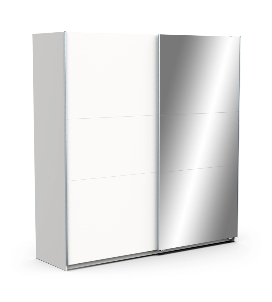 ARMADIO "GHOST" BIANCO CON ANTE SCORREVOLI E SPECCHIO, 194X59X203 CM